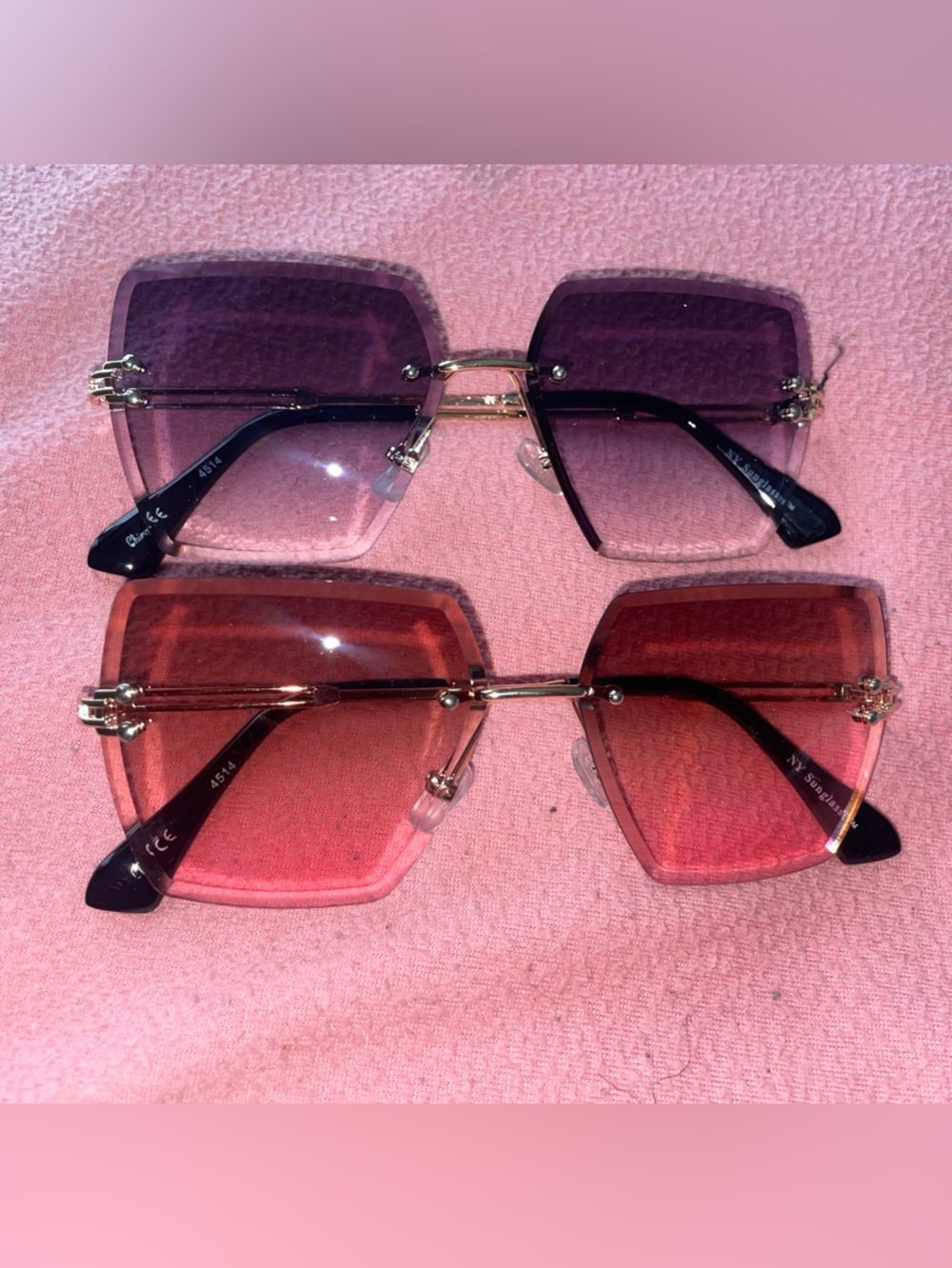 Stylish Rimless Gradient Sunglasses - Pink and Purple